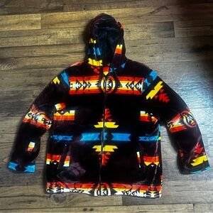 Xantenri Collection ~ X-Large ~ Fall Multi-Colors ~  Aztec Design Plush Jacket